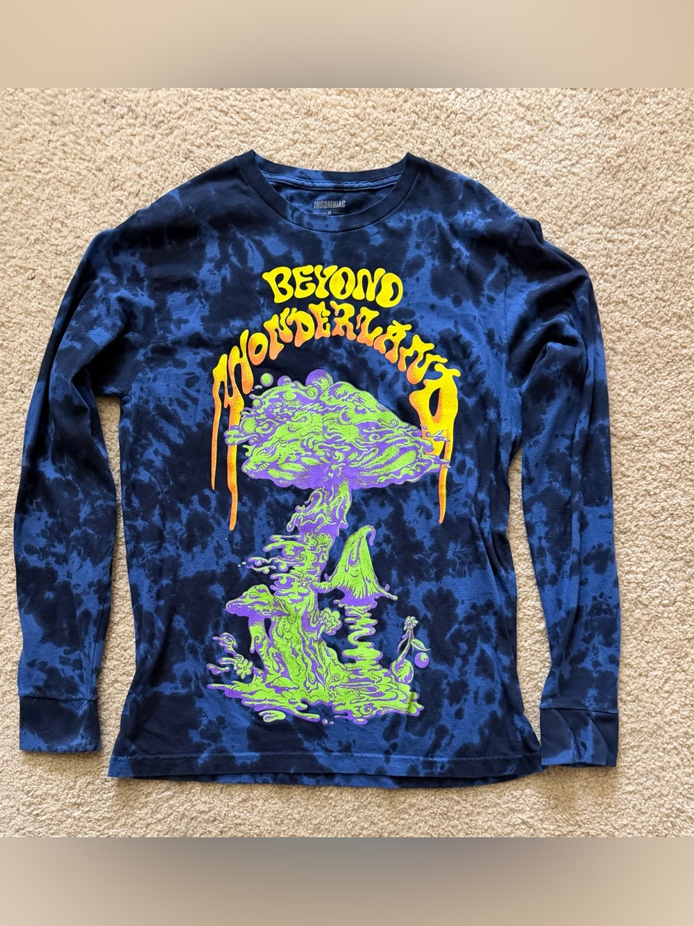 Insomniac Beyond Wonderland Mushroom Tie-Dye Long Sleeve Tee (Medium)
